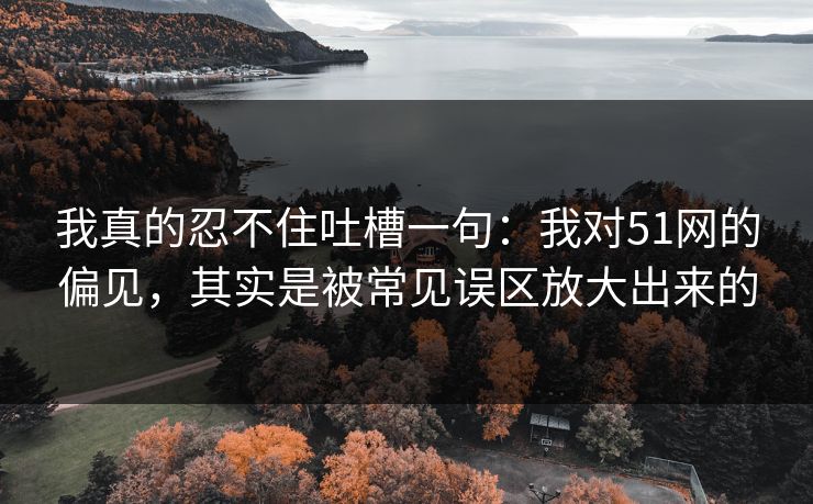 我真的忍不住吐槽一句：我对51网的偏见，其实是被常见误区放大出来的