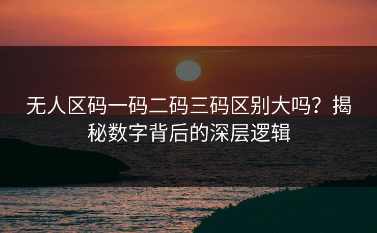 无人区码一码二码三码区别大吗？揭秘数字背后的深层逻辑