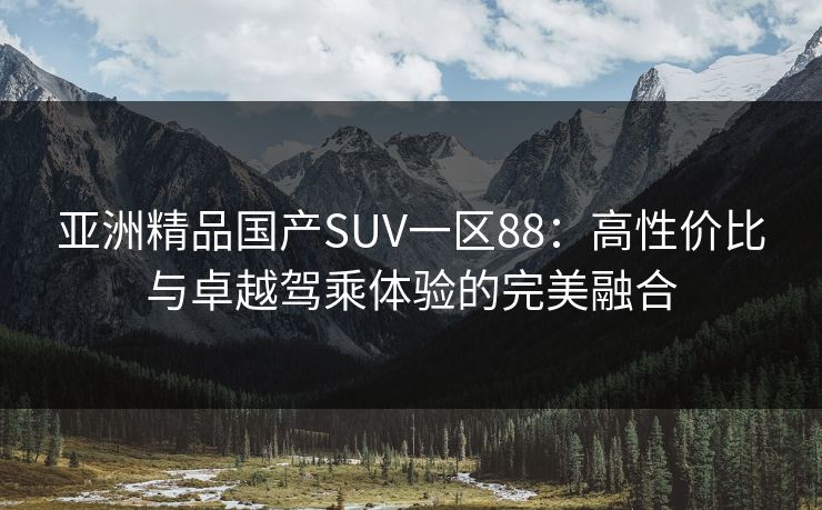 亚洲精品国产SUV一区88：高性价比与卓越驾乘体验的完美融合