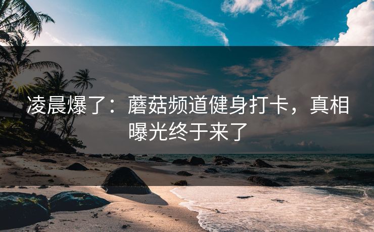 凌晨爆了：蘑菇频道健身打卡，真相曝光终于来了