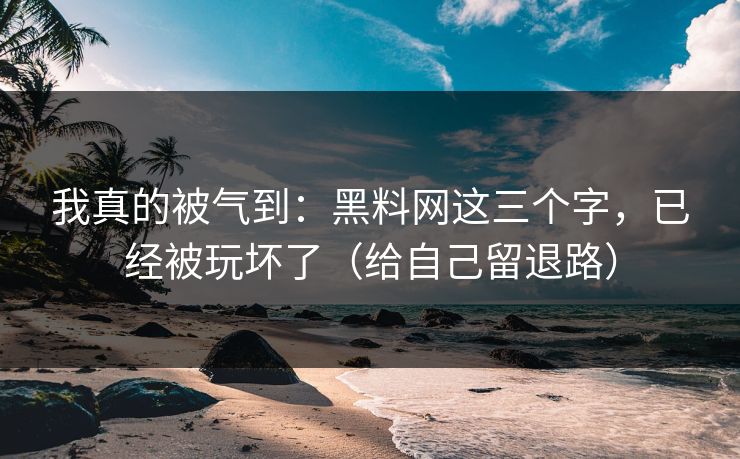 我真的被气到：黑料网这三个字，已经被玩坏了（给自己留退路）